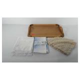 Wooden/brass serving tray made in Thailand with