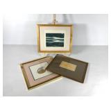 Three small signed pieces of wall art, "Desert