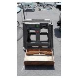 Pair of poly Shop saw horses, and wooden