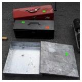 Tool Boxes, one galvanized tray type, one Tractor