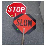 Road traffic Signs, slow and stop