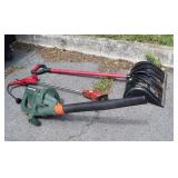Snow shovel, Electric string trimmer and Blower