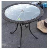 Outdoor Table, all weather wicker with glass