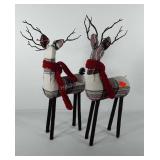 Christmas decor, two polystyrene foam deer, both