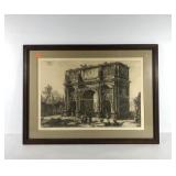 Etching plate print of Arc de Triumph, framed a