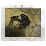 Bird Dog painting on woven canvas, 20x16