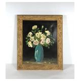 Floral painting on canvas, signed Carl Leese,