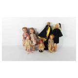 Seven dolls, includes composite dolls, one doll