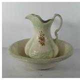 Water pitcher and basin, marked ironstone 1890