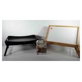 Two folding trays and unopened gourmet coffee