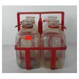 Half gallon bottle carrier with four glass dairy