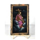 Velvet painting of Jesus, please see photos for