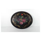 Large oval tole tray, hand painted, 22", shows