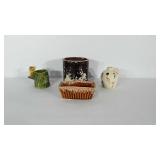 Planter group with stoneware canister. Includes