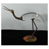 Crystal and brass bird, 11", made in Italy
