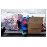 Skid lot of toys, dolls , basket