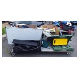 Mixed skid lot with gardening tools, hand saws,