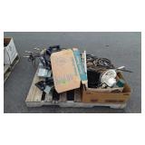 Skid of hardware, tools including partial ratchet