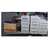 Skid of plastic storage totes some roughness,