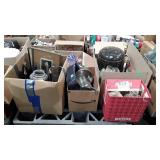 Skid of glass jobs, food dehydrator, dishware and