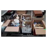 Skid of books, glassware, stemware, cancel