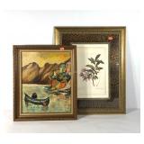 Wall art, colorful signed painting on board,