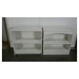 Two laminate bookcases, similar but not a matched
