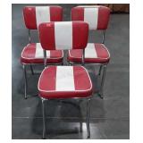 Three Kitchenette Table Chairs, stainless legs,