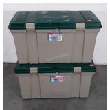 Two Rubbermaid Tote, 27 gallon each