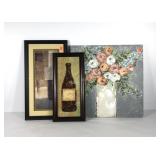 Decor wall art, floral stretched canvas 24x24,