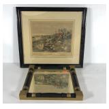 Mirror and fox hunt print, mirror is hand made by