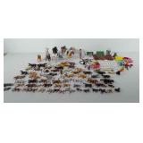 Toys, includes horses, fences, buckets, shoes,