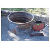 2 piece lot small galvanized water trough 26"