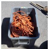 Tote of extension cords, approximately 10