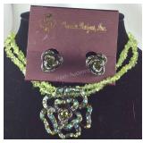 Premier design, green chip necklace 16-18in with