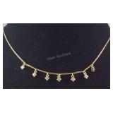 Golden pearl bracelet and CZ necklace 16in