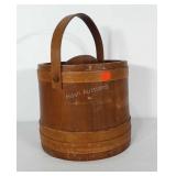Wooden Sugar bucket with divider and handle. Base