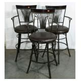 Three bar stool chairs, 30" to seat, vinyl swivel