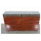 Six drawer laminated dresser. Drawers need