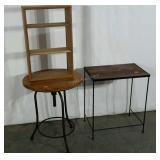 Three piece group, two end tables and a shelf