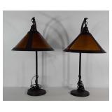 Pair of decorative lamps with hanging poly