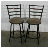 Pair of metal framed swivel stools. Seat height