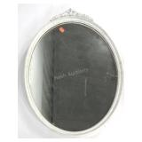 Painted wood framed oval mirror, flower and