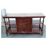 Curio Credenza, formal style, cherry finish, top