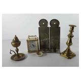 Mixed group, includes brass candlestick holder,