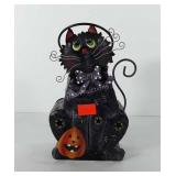 Halloween decor, metal cat lantern