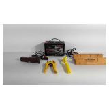 Tools group, mitre box, Schauer 6amp battery