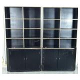 Pair of bookcases, damage as shown, 73" tall