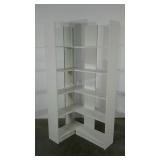 Two piece corner laminate bookcase, 72" tall