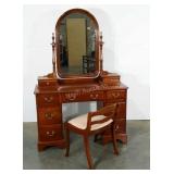 Vanity and bench, cherry wood, 18 x 46 x 30,